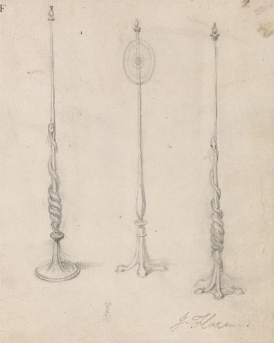 Studie van Drie Lampenstandaards door John Flaxman